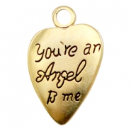 Ciondoli di metallo TQ a forma di cuore con scritta 'you're an Angel to me' oro (privo di nichel)