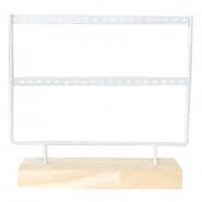 Espositore per bigiotteria con supporto di legno per orecchini 2 file bianco - legno