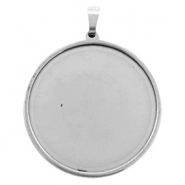 Componenti in acciaio inossidabile ciondolo con castone per cabochon 35mm argento antico