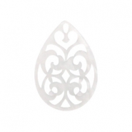 Pendenti in resina 38x27 mm a forma di goccia in stile barocco bianco vivo