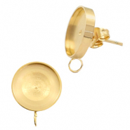 Polaris Steel in acciaio inossidabile perni con castone per cabochon 7 mm Swarovski SS34 con anellino verticale oro