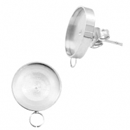 Polaris Steel in acciaio inossidabile perni con castone per cabochon 7 mm Swarovski SS34 con anellino orizzontale argento