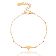 Bracciali in acciaio inossidabile catena a rolò con cuore ♥ oro rosa