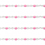 Componenti in acciaio inossidabile 1 mm catena stile rosario fucsia-argento