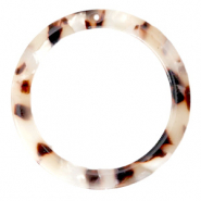 Pendenti in resina 35 mm rotondo beige marrone misto