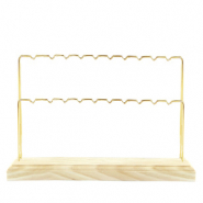 Espositore per bigiotteria per orecchini 2 file legno naturale-oro