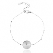 Polaris Steel in acciaio inossidabile bracciale con castone per cabochon 12mm pallina argento