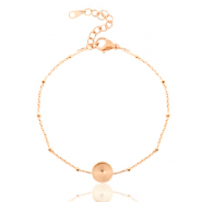 Polaris Steel in acciaio inossidabile bracciale con castone per cabochon 7mm Swarovski SS34 pallina oro rosa