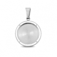 Polaris Steel in acciaio inossidabile ciondolo con castone per cabochon 12 mm argento