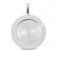 Polaris Steel in acciaio inossidabile ciondolo con castone per cabochon 20 mm argento