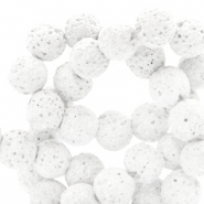 Perline in pietra naturale 8mm pietra lavica opaca bianco