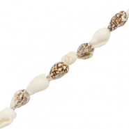 Perline di conchiglia a lumachina marrone misto-bianco