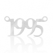 Ciondoli in acciaio inossidabile distanziatore anno 1995 argento