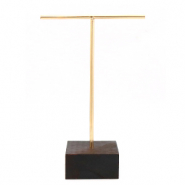 Espositore per bigiotteria a 'T' con supporto di legno per orecchini marrone scuro-oro