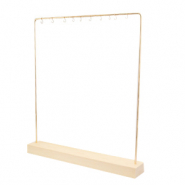 Espositore per bigiotteria per collane con supporto di legno naturale-oro