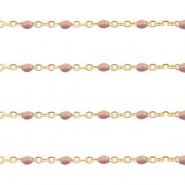 Componenti in acciaio inossidabile 1 mm catena stile rosario marrone pietra arenaria-oro