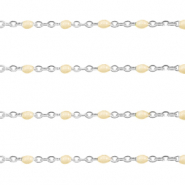 Componenti in acciaio inossidabile 1 mm catena stile rosario beige olio di mandorla-argento