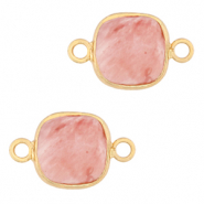Ciondoli in pietra naturale distanziatori 12x12mm rosa fiore-oro