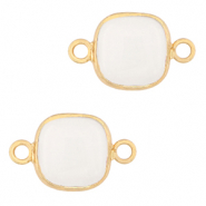 Ciondoli in pietra naturale Quarzo latteo distanziatori 12x12mm bianco-oro