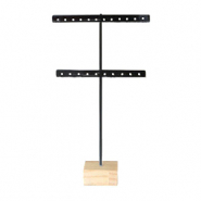 Espositore per bigiotteria a 'T' con supporto di legno per orecchini nero - legno