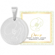 Mix & Match ciondoli in acciaio inossidabile 15 mm Birth flower August-Poppy argento