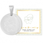 Mix & Match ciondoli in acciaio inossidabile 15mm Birth flower May-Lily of the valley argento
