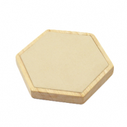 Espositore per bigiotteria esagono in legno e pelle scamosciata finta per gioielli vari naturale-beige