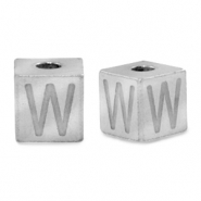 Perline in acciaio inossidabile lettera W argento
