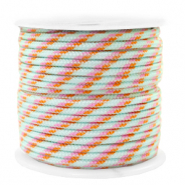 Cordoncino tubolare intrecciato 2mm turchese-rosa
