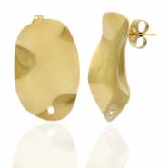 Orecchini in acciaio inossidabile ovale con anellino oro