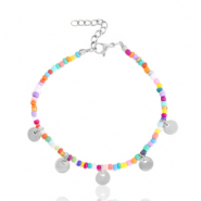 Bracciali in acciaio inossidabile con rocailles e piastre argento-multicolore