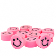 Perline di polimero smiley rosa neon 