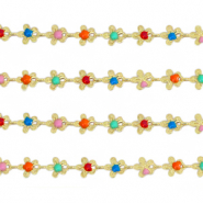 Metallo TQ in ottone catena a rol&ograve; fiori oro-multicolore