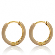 Orecchini in acciaio inossidabile a cerchio smalto 14mm marrone nudo-oro