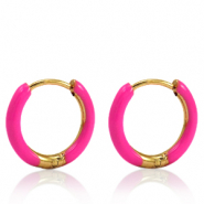 Orecchini in acciaio inossidabile a cerchio smalto 17mm rosa frutti di bosco-oro
