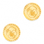 Cabochon Plexx 12mm Fiore di nascita Febbraio-Viola oro