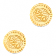 Cabochon Plexx 12mm Fiore di nascita Gennaio-Garofano oro