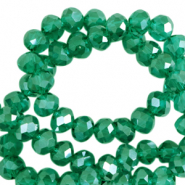 Perline sfaccettate 4x3mm rondella verde lago -effetto perlato