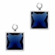 Pendenti di vetro Crystal Glass quadrato blu reale-argento
