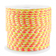 Cordoncino intrecciato alla moda 2mm giallo neon-rosa