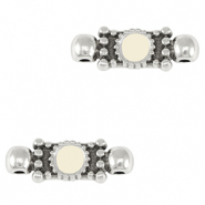 Ciondoli di metallo DQ distanziatore argento antico-bianco avorio (privo di nichel)