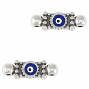 Ciondoli di metallo DQ distanziatore occhio di Allah argento antico-blu scuro (privo di nichel)