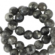 Perline in pietra naturale Labradorite 4mm sfaccettate effetto nero antracite