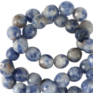 Perline in pietra naturale Sodalite e Microclino 4mm sfaccettate effetto blu scuro-bianco