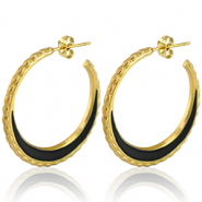 Orecchini in acciaio inossidabile a cercio 30mm oro-nero