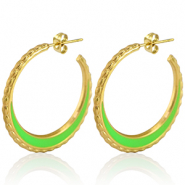Orecchini in acciaio inossidabile a cercio 30mm oro-verde neon