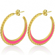 Orecchini in acciaio inossidabile a cercio 30mm oro-magenta