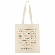 Borse di cotone "Bag status one big mess" beige ecru