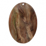 Pendenti in resina ovale glitterato multicolore marrone