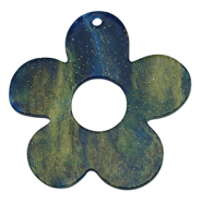 Pendenti in resina fiore glitterato multicolore galassia